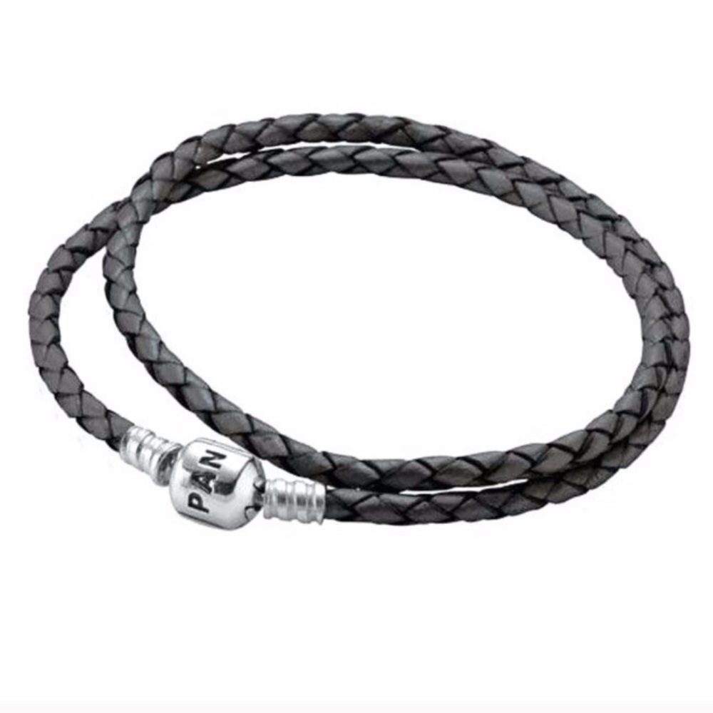 Pandora Double black leather bracelet